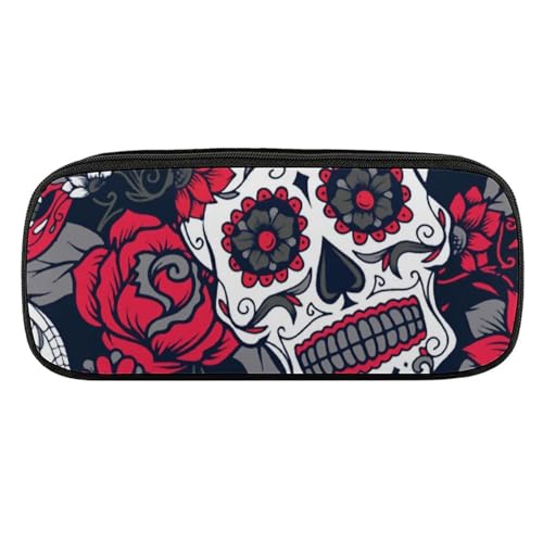 ペンケース 筆箱 大容量 軽量 頭蓋骨 手描き 花柄 恐れ 筆入れ ふでばこ ペンポーチ 多機能 コンパクト シンプル おしゃれ 中小学生 高校生 女の子 男の子