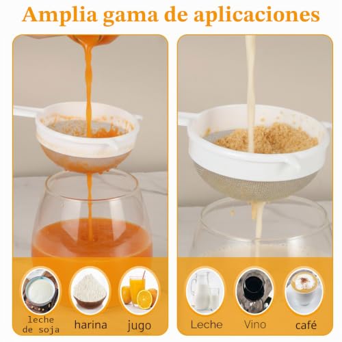 Miniatura 4 de Andibro Juego De 3 Coladores De Malla De Plástico, Colador Fino Con Asa Para Kéfir, Té, Café, Leche De Nueces, Colador De Harina, Apto Para Lavavajillas