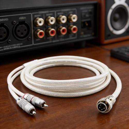 Cable de sonido 4 pines DIN a 2RCA con conductor recubierto de plata para interconexión 6