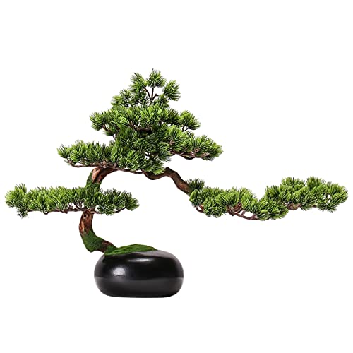 人工樹木 中国製 シミュレーション松盆栽 黒セラミック植木鉢付き 人工グリーン植物 フェイクツリー ホームインテリア装飾 装飾品 高さ14.5インチ Cypr、A