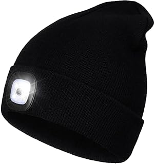 CUQOO Ultra Warm Rechargeable LED Lighted Beanie for Men and Women | Unisex Acrylic Stocking Fillers Winter Cap with Light | Slouchy and Breathable Hat with Hands Free Head Torch for Adult