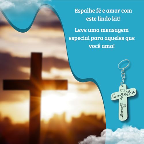 Kit 20 Chaveiros Cruz Crucifixo Lembrancinha Deus Jesus MDF
