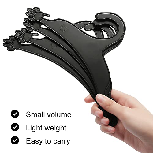 AHANDMAKER 20 Packs Pet Apparel Hangers, Black Pet Clothes Hangers Lovely Plastic Flexible Strong Paw Print for Dog Cat Pet Small Coat Hanger, 5x8.86inch