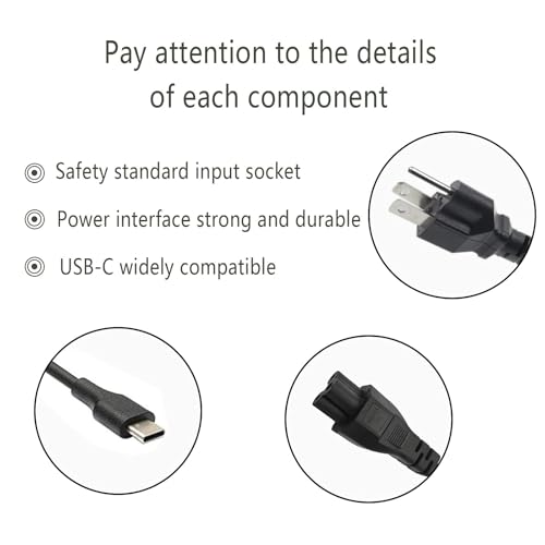 Image of 65W 45W USB C Laptop Power Replacement Adapter Charger for Lenovo Chromebook /Yoga /ThinkPad /HP Chromebook /Dell Laptop USB Type C Power Adapter