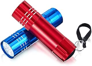2 Pcs Mini Pocket Torch Small Handheld Torches Kids Led Flashlight 3 Inch Waterproof Pencil Torch with Lanyards for Camping Hiking Outdoor, Batteries with Insulation Card Included (Blue, Red)