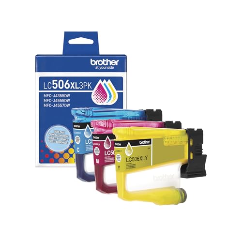 Image of Brother Genuine LC506XL3PK 3-Pack High Yield Cyan, Magenta, and Yellow Ink Cartridges (for use with INKvestment 4355, 4555, and 4557 Printers)