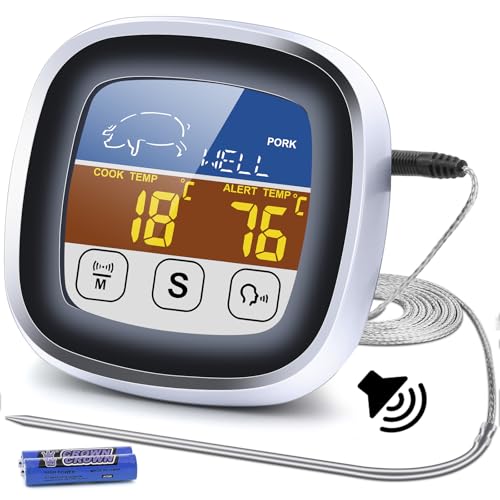 Leepenk 2025 New Upgrade Digital Talking Meat Thermometer with Clear Voice Broadcast for The Blind and Elderly, Probe Thermometer for Cooking with Large Touchscreen, Oven Safe for Kitchen and Grill