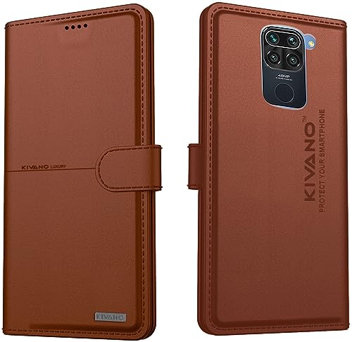 Image of Compatible with Xiaomi Redmi Note 9 Flip Cover | Leather Finish | Inside Pockets & Inbuilt Stand | Shockproof Wallet Style Magnetic Closure Back Cover Case