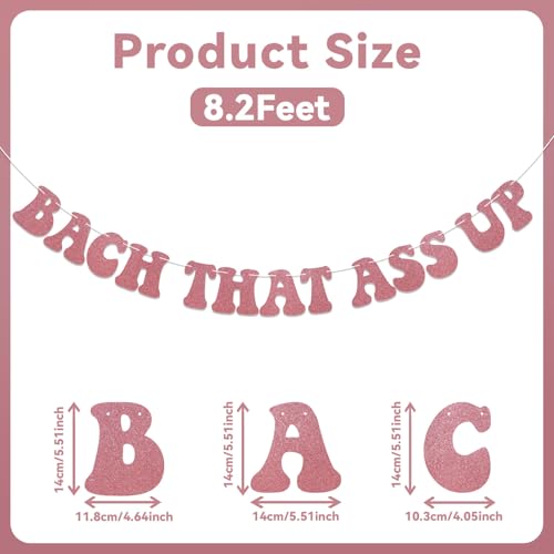 Image of Bach That Ass Up Banner, Pre-Strung, Bachelorette Party Decorations, Boujee Bachelorette Decorations Rose Gold Glitter