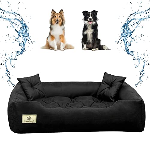 Black Lion Prestige Lit pour Chien de Taille Moyenne, Taille L (90×70×20 cm), lit pour Chien de Taille Moyenne + 2 Coussins supplémentaires, canapé pour Chien de Taille Moyenne, Noir, L