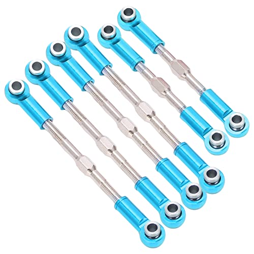 Dilwe RC Pull Rod Set, Aluminium Alloy Long and Short Pull Rod Steering Servo Linkages Tie Rod for WLtoys 1/14 RC Car RC Car Parts RC Accessories(Blue)