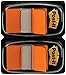 Post-it - Dispensador de banderitas separadoras (2 x 50 unidades, 25 mm), color naranja