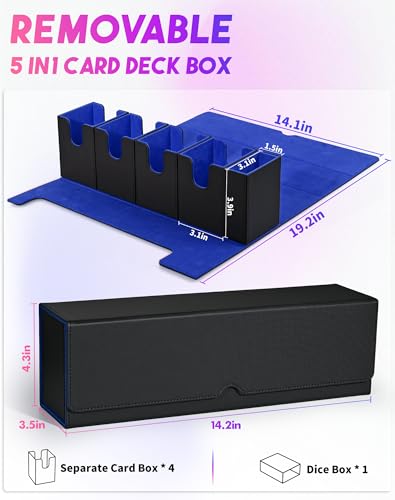 UAONO Card Storage Box with Dice Tray for MTG Yugioh 5 in 1 Card Deck Case Holds 900+ Unsleeved Cards - Image 4