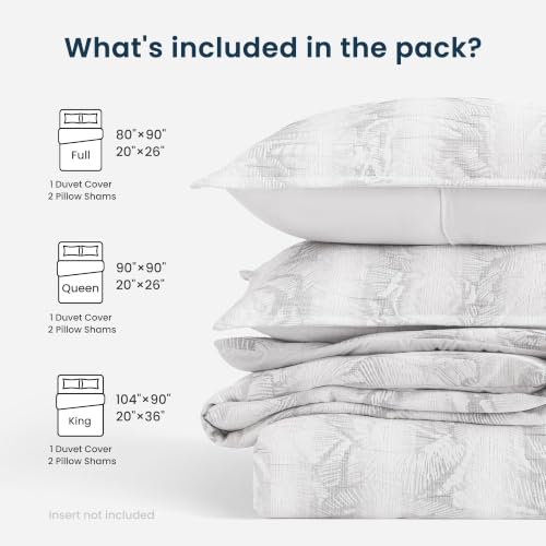 SLEEP ZONE Duvet Cover Set King, Luxury Jacquard Abstract Flower Soft and Breathable 3 Pcs Comfy Bedding Set Duvet Cover with Zipper Closure and 2 Pillow Shams, Gray by SLEEP ZONE - Used condition - Image 6