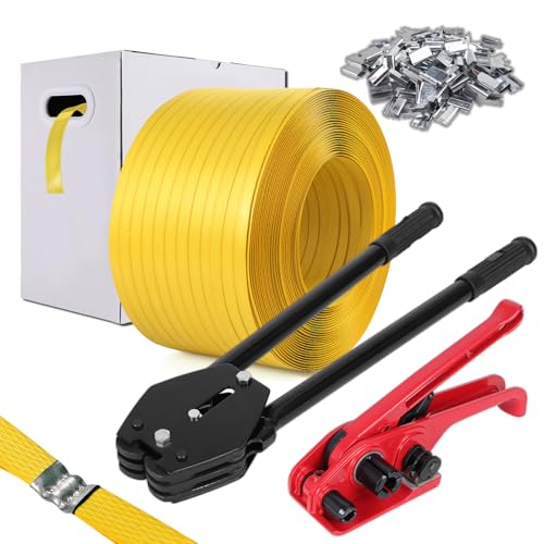 Image of Banding Strapping Kit, Poly Strapping Kit, Packaging Banding Tool with 1 /2 inch Width, 2600 ft Length Polypropylene Strapping Coil Roll and Dispenser Box - Certified 300 lbs Break