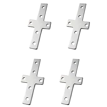 4 Pcs Steel Cross Mending Plate, Cross Shaped Flat Corner Brace Bracket, Heavy Duty Connecting Brackets, Easy to Use for Chairs, Sofas, Cabinets, Doors, Windows3030
