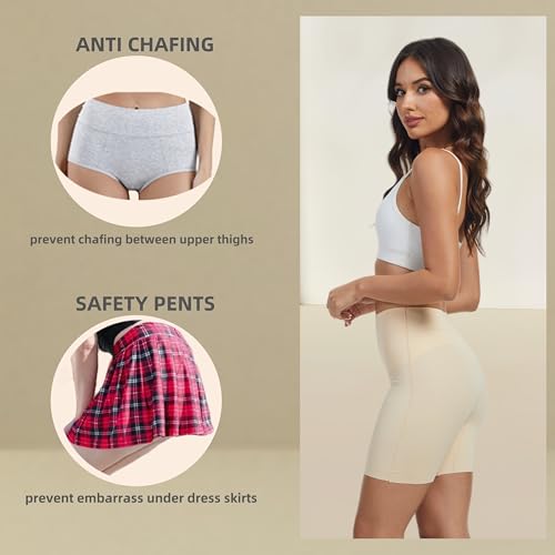 JTJFIT Women High-Waisted Slip Shorts for Under Dresses Seamless Short Boyshorts Smooth Panties Anti Chafing Underdress4