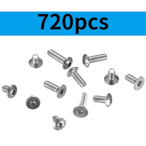 720 Pcs M4 Metric Hex Socket Head Cap Screws Bolts Set, Including 360 Pcs Countersunk Pan Head Screws - Image 3