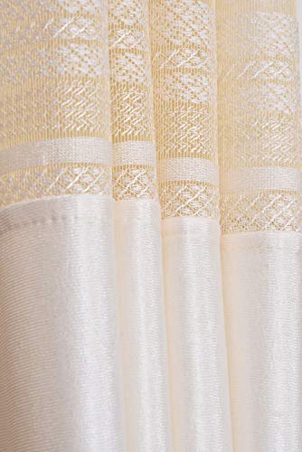 Image of LaVichitra 2 Piece Premium Long Door Curtain with Floral Net - 8ft, Cream
