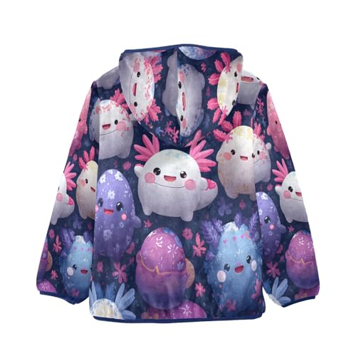 Cute Axolotls Floral Eggs Kawaii Toddler Fleece Jacket Girl Boys Hooded Fleece Jacket Coat Warm Outwear Zip-up 3-10T2