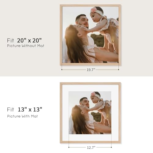 puthiac 20x20 Oak Wood Picture Frames -20"x20" Poster Frames for Wall, 20x20 Picture Frames for Wall, 20 x 20 Picture Frame, 20 x 20 Frame(1 Pack, Beige)