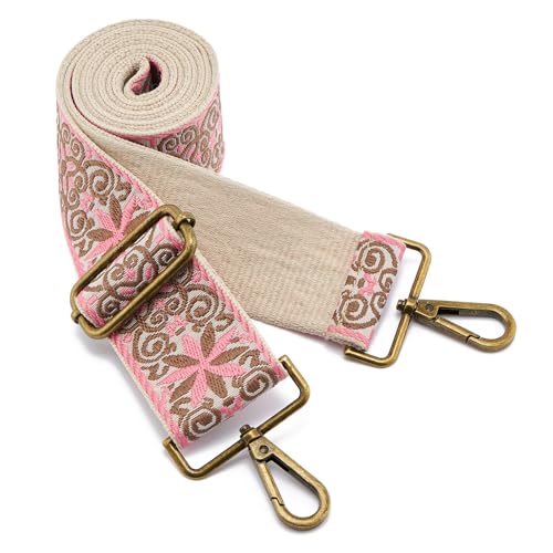 Image of ZOOEASS Bronze Buckles Purse Strap, 2 inch Wide Crossbody Handbag Strap Adjustable Replacement Shoulder Strap Vintage Embroidery