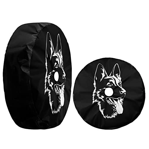 Image of Black German Shepherd Spare Tire Cover with Backup Camera Hole Wheel Tire Cover Fit Trailer, RV, SUV and Many Vehicle 17inch