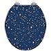 Round Toilet Seat Seamless boho pattern stars blue for astrology Magic cosmic sky Resin Toilet Seat Quietly Slow Close with Quick-Release Hinges Toilet Seat with Cover Easy to Clean Install