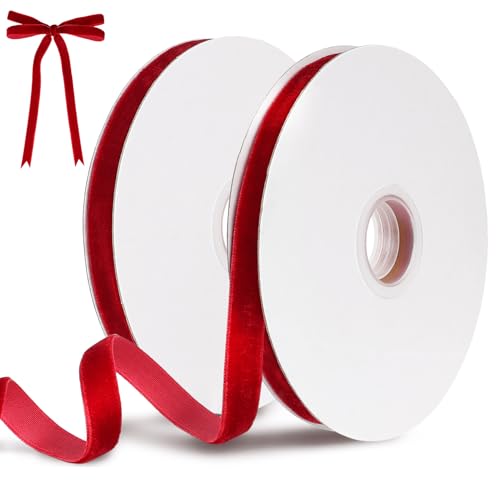 tenn well Samtband Rot 10mm x 18m Weiches Luxuriöses Samtband Geschenkband für Geschenkverpackung Brautstrauß Basteln Geburtstag Hochzeit Dekoration