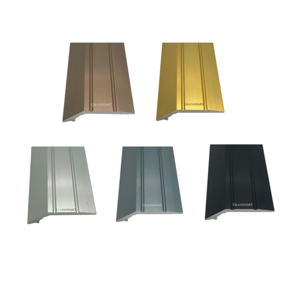 Grandismo® Vinyl Ramp Edge - Vinyl to Vinyl Joining Strip - Trim Metal Threshold Plate - 3ft or 9ft (3ft (0.9metre), Grey)