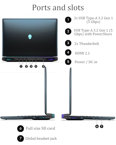 Image of Alienware (2025) 16 Area-51 Gaming Laptop, GeForce RTX 5080, Ultra 9 275HX (24-Core - Up to 5.4GHz), 16 inch QHD+ 240Hz, 16GB GDDR7, Wins 11 Pro, Office License, Backlit KB (32GB DDR5 | 2TB SSD)