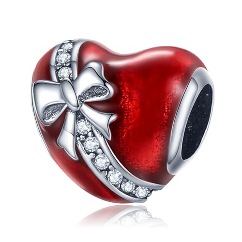Image of Bow Love Charms for Women Charm Bracelets, 925 Sterling Silver Mother's Day Halloween Birthday Christmas Jewelry Gift for Women