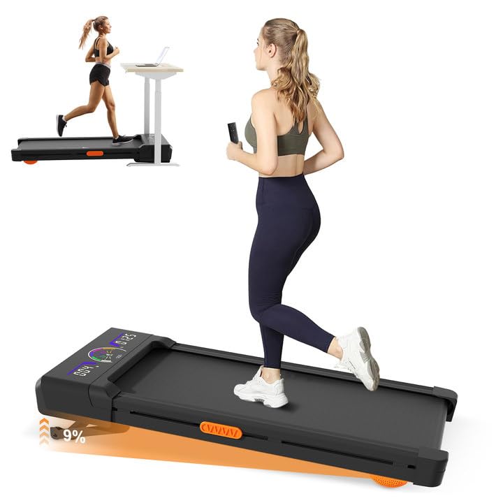 Cinta de correr para debajo del escritorio con inclinación, 2,5 HP, antideslizante, para el hogar y la oficina, control remoto y pantalla LED