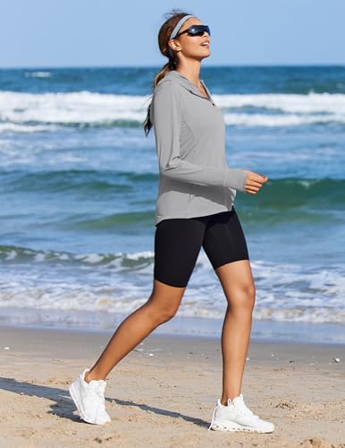 pinspark women39s upf 50 sun protection hoodie jacket lightweight full zip athletic jacket long sleeve shirt with pockets