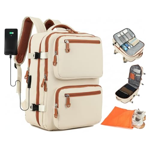 Mochila de Viagem Masculina Feminina Reforçada Executiva Grande Mochila para Notebook Trabalho Viagem Escola Impermeável com Saídas USB Unissex + Capa para Tenis (Classico)