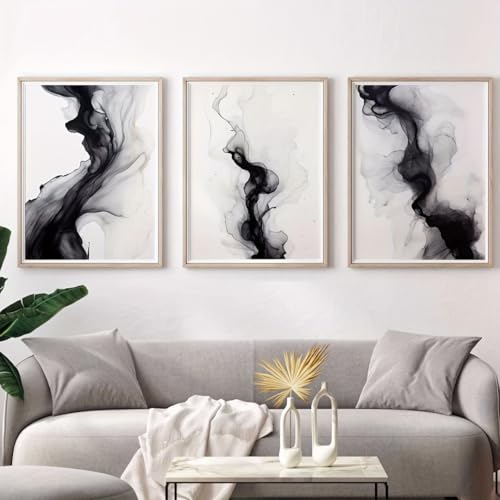 Impression sur toile minimaliste triptyque noir et blanc chic - 3
