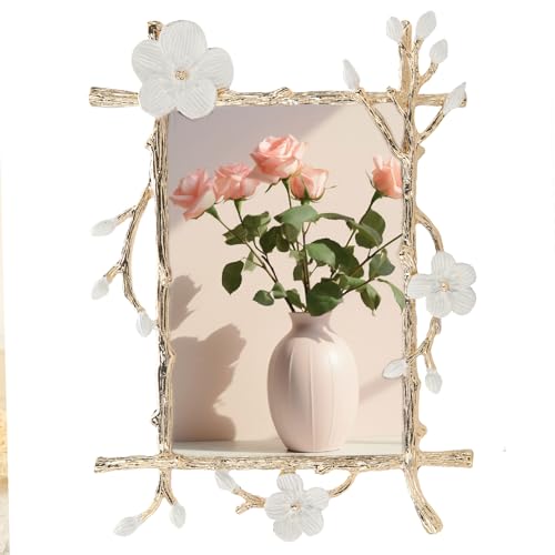Goutangen 4x6 Gold Picture Frame Decor Ornate White Floral Photo Frames with High Definition Glass Front, Art Decor Tabletop Display, Gifts Ideas for Women, Horizontally & Vertically