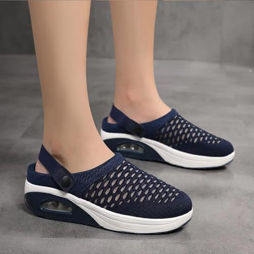 Mules for Women Summer Slip On Closed Toe Shoes Breathable Mesh Walking Mules Sneakers Air Cushion Orthopedic Diabetic Shoes Arch Support Comfy Slippers Slides Shoe Ankle Strap Sandals2