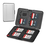 Micro SDカード ケース 16枚 (microSD*8枚 + SD*8枚) メモリ ブラック アルミ カードケース 収納ボックス 両面収納 防塵 防水 耐衝撃 (シルバー)