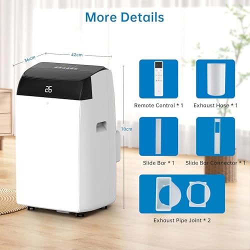 Klimaanlage Mobil 10000 BTU, Kühlen Entfeuchten Ventilato, 2.9KW Mobile Klimagerät mit Abluftschlauch, Leiser Betrieb-8