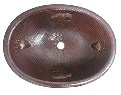 SimplyCopper 19" Rustic Log Cabin Style Oval Copper Bath Sink