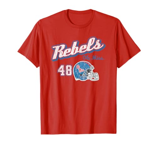 Mississippi Ole Miss Rebels Football Retro Helmet Red T-Shirt