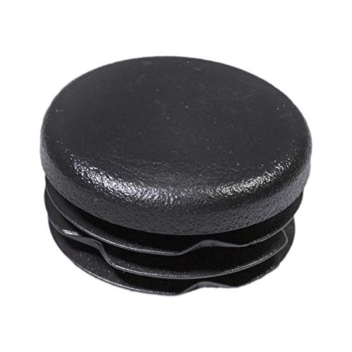 Image of Prescott Plastics 1 1 /4 inch (31.75mm) Outer Diameter Ribbed Plastic Hole Plugs, Round Black Metal Tubing End Caps, Strong Furniture Leg Inserts, Impact & Weather Resistant, Made in The USA - 50 Pack