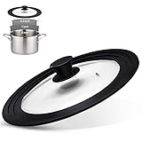 Ydeapi Universal Lid for Pots, Pans and Skillets, Pot Lid With Heat Resistant Silicone Rim and Tempered Glass,Fits 6.5', 7', 8' Diameter Pots and Pans