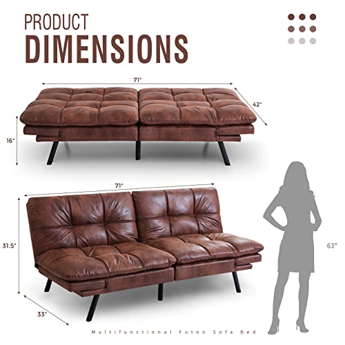 Iululu Couch Futon Sofa Bed, Mid-Brown #TOP1