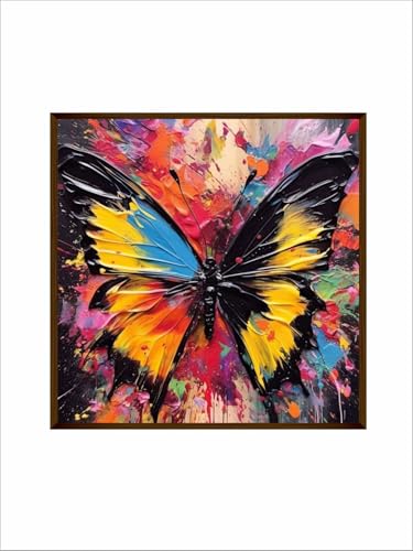 Image of Artsense Painting for wall decoration Abstract wall painting for living-Rainbow colors butterfly painting for home decoration with frame-Multicolor /20x20 inches /(50x50 cm) (Rainbow)