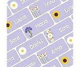 My Nametags® Award-Winning Name Stickers for Clothes & Items | 56 No-Iron, Washable Stick-On Tags for Babies, Kids & Adults | Flower Stickers (Purple)