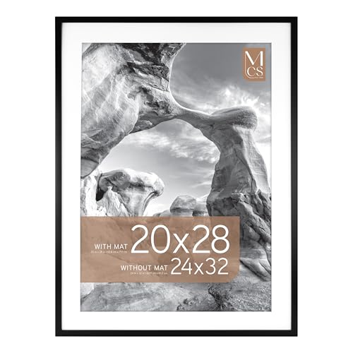 Image of MCS Everline Collection 24x32 Matted Poster Frame with 20x28 Picture Display, Black Vertical & Horizontal Wall Hanging Large Frame for Photos, Posters & Art Prints (1-Pack)