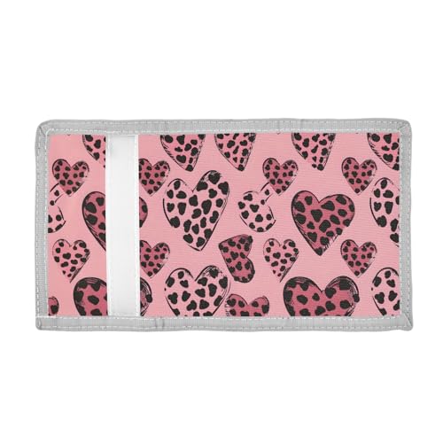 ALAZA Kids Wallets for Boys Girls Toddler Trifold Wallet Children Small Red Heart Leopard with Zipper Coin Pocket2