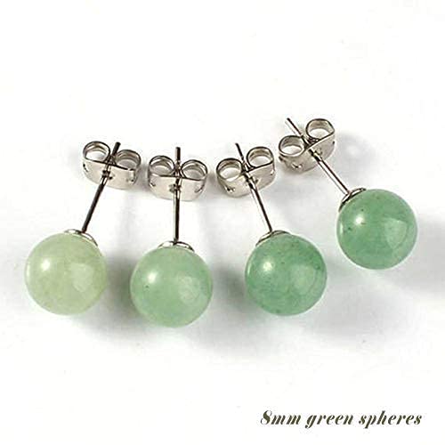 Jade Earrings Studs For Women 8Mm Post Earrings Hypoallergenic Handmade Real Green Jade Jewelry For Women & Men Gift For Anniversary Graduation Back To School Teacher(8Mm Sphere, Light Green Jade) #TOP6